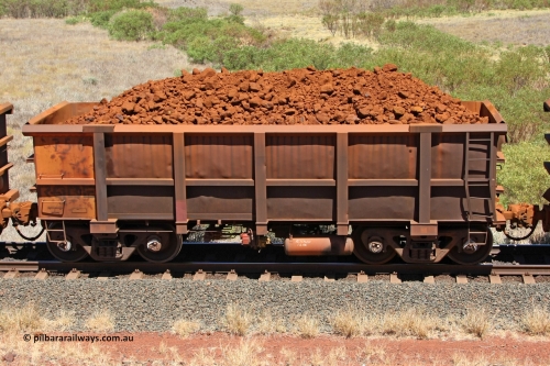 0756 081209 0141
Robe River ore waggon 756, built by Centurion Industries WA, non-handbrake side loaded view at the 7 km location just south of Cape Lambert yard. December 9, 2008.
Keywords: 756;Centurion-Industries-WA;Robe-ore-waggon;
