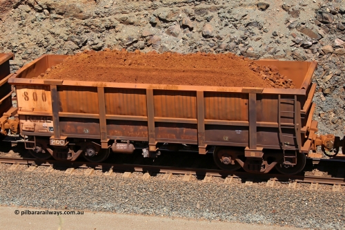 0800 160306 1633
Robe River ore waggon 800, built by Centurion Industries WA, fixed coupler non-handbrake side loaded view, at the 45 km, Harding Siding on the Cape Lambert line. March 6, 2016.
Keywords: 800;Centurion-Industries-WA;Robe-ore-waggon;