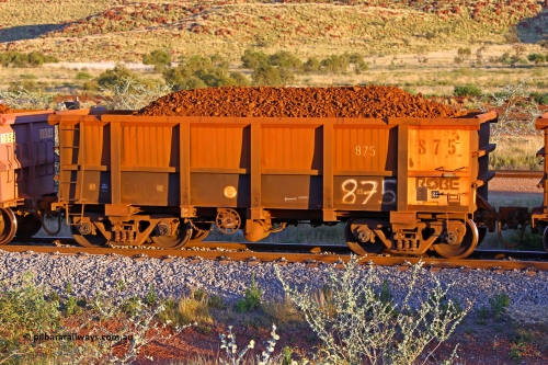 0875 170513 8652
Robe River ore waggon 875, built by Centurion Industries WA, handbrake side loaded view, Cape Lambert yard, May 13, 2017.
Keywords: 875;Centurion-Industries-WA;Robe-ore-waggon;