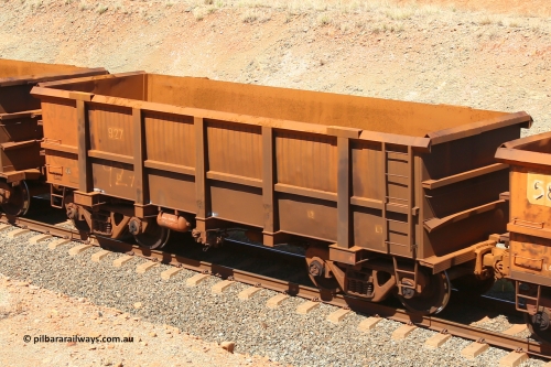 0927 160306 1299
Robe River ore waggon 927, built by Centurion Industries WA, fixed coupler non-handbrake side empty view at Greenpool on the Cape Lambert line. March 6, 2016.
Keywords: 927;Centurion-Industries-WA;Robe-ore-waggon;