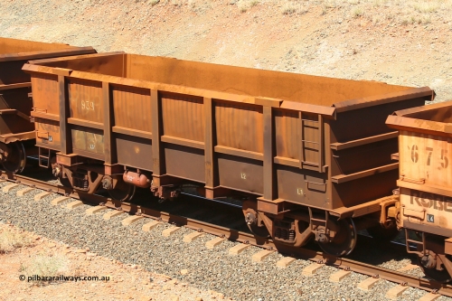 0939 160306 1317
Robe River ore waggon 939, built by Centurion Industries WA, fixed coupler non-handbrake side empty view at Greenpool on the Cape Lambert line. March 6, 2016.
Keywords: 939;Centurion-Industries-WA;Robe-ore-waggon;
