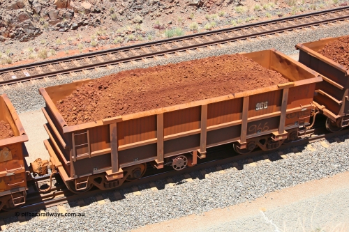 0966 160306 1450
Robe River ore waggon 966, built by Centurion Industries WA, fixed coupler handbrake side loaded view, at the 45 km, Harding Siding on the Cape Lambert line. March 6, 2016.
Keywords: 966;Centurion-Industries-WA;Robe-ore-waggon;