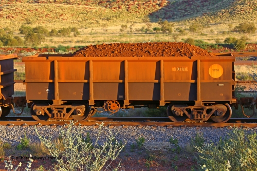 1011 170513 8741
Robe River ore waggon 1011, built by Bradken Rail Qld in December 2005, handbrake side loaded view, Cape Lambert yard, May 13, 2017.
Keywords: 1011;Bradken-Rail-Qld;Robe-ore-waggon;