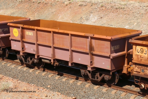 1072 160306 1311
Robe River ore waggon 1072, built by Bradken Rail Qld in April 2012, fixed coupler non-handbrake side empty view at Greenpool on the Cape Lambert line. March 6, 2016.
Keywords: 1072;Bradken-Rail-Qld;Robe-ore-waggon;