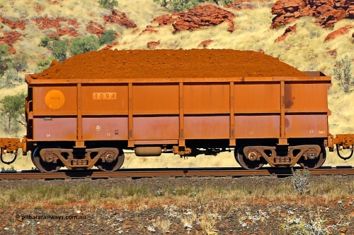 1094 170728 09938
Robe River ore waggon 1094, built by Bradken Rail Qld in April 2012, non-handbrake side loaded view at the 72 km, Western Creek on the Deepdale line. July 28, 2017.
Keywords: 1094;Bradken-Rail-Qld;Robe-ore-waggon;