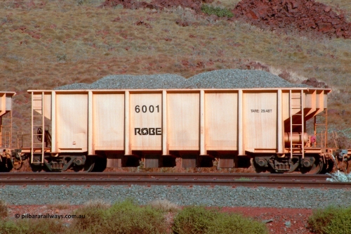 6001 041014 154950
Robe River ballast waggon 6001, built by Tomlinson Steel WA, Cape Lambert yard. 1549 hours, October 14, 2004.
Keywords: 6001;Tomlinson-Steel-WA;Robe-ballast-waggon;