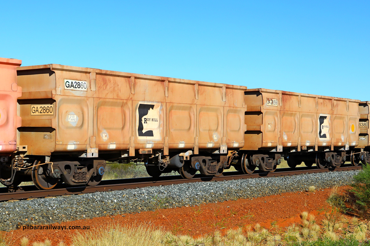 250501 0469
At the 88.448 km, just south of HPPL crossing loop on the Roy Hill line, empty Roy Hill waggon pair GA 2859 - GA 2860, built in China by CSR Yangtze as an CCK138 model ore waggon. May 1, 2025.
Keywords: GA-type;GA2859-GA2860;CSR-Yangtze;CCK138;