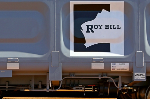 150314 7795
Wedgefield, following the delivery of Roy Hill's 1196 new GA type CCK138 model waggons, they were stored in several site whilst awaiting for enough track to be laid to allow delivery onto rail. GA2238 side view showing the logo and park brake details. March 14. 2015.
Keywords: GA-type;GA2238;CSR-Yangtze;CCK138;