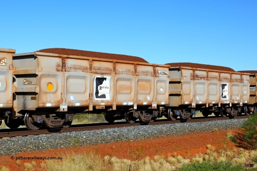 250501 0310
At the 88.448 km, just south of HPPL crossing loop on the Roy Hill line, loaded Roy Hill waggon pair GA 2395 - GA 2396, built in China by CSR Yangtze as an CCK138 model ore waggon. May 1, 2025.
Keywords: GA-type;GA2395-GA2396;CSR-Yangtze;CCK138;