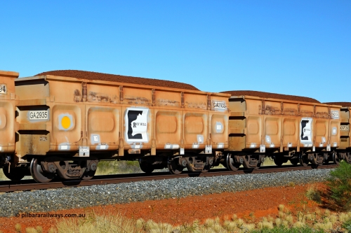 250501 0322
At the 88.448 km, just south of HPPL crossing loop on the Roy Hill line, loaded Roy Hill waggon pair GA 2935 - GA 2936, built in China by CSR Yangtze as an CCK138 model ore waggon. May 1, 2025.
Keywords: GA-type;GA2935-GA2936;CSR-Yangtze;CCK138;