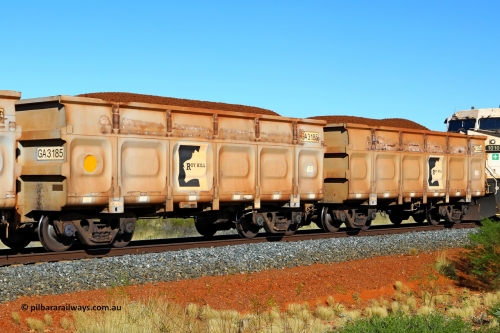 250501 0363
At the 88.448 km, just south of HPPL crossing loop on the Roy Hill line, loaded Roy Hill waggon pair GA 3185 - GA 3186, built in China by CSR Yangtze as an CCK138 model ore waggon. May 1, 2025.
Keywords: GA-type;GA3185-GA3186;CSR-Yangtze;CCK138;