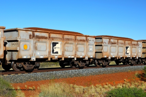 250501 0381
At the 88.448 km, just south of HPPL crossing loop on the Roy Hill line, loaded Roy Hill waggon pair GA 2435 - GA 2436, built in China by CSR Yangtze as an CCK138 model ore waggon. May 1, 2025.
Keywords: GA-type;GA2435-GA2436;CSR-Yangtze;CCK138;