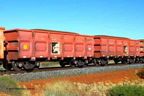 250501 0392
At the 88.448 km, just south of HPPL crossing loop on the Roy Hill line, loaded Roy Hill waggon pair GA 3475 - GA 3476, built in China by CRRC Yangtze as an CCK138 model ore waggon in Breast Cancer Awareness pink livery. May 1, 2025.
Keywords: GA-type;GA3475-GA3476;CRRC-Yangtze;CCK138;