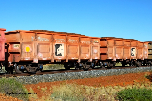 250501 0393
At the 88.448 km, just south of HPPL crossing loop on the Roy Hill line, loaded Roy Hill waggon pair GA 3211 - GA 3212, built in China by CRRC Yangtze as an CCK138 model ore waggon in Breast Cancer Awareness pink livery. May 1, 2025.
Keywords: GA-type;GA3211-GA3212;CRRC-Yangtze;CCK138;