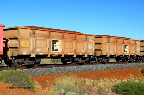 250501 0417
At the 88.448 km, just south of HPPL crossing loop on the Roy Hill line, loaded Roy Hill waggon pair GA 2907 - GA 2908, built in China by CSR Yangtze as an CCK138 model ore waggon. May 1, 2025.
Keywords: GA-type;GA2907-GA2908;CSR-Yangtze;CCK138