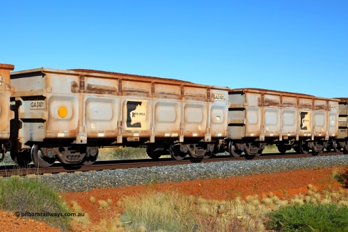 250501 0423
At the 88.448 km, just south of HPPL crossing loop on the Roy Hill line, loaded Roy Hill waggon pair GA 2401 - GA 2402, built in China by CSR Yangtze as an CCK138 model ore waggon. May 1, 2025.
Keywords: GA-type;GA2401-GA2402;CSR-Yangtze;CCK138