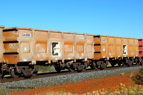 250501 0435
At the 88.448 km, just south of HPPL crossing loop on the Roy Hill line, empty Roy Hill waggon pair GA 2627 - GA 2628, built in China by CSR Yangtze as an CCK138 model ore waggon. May 1, 2025.
Keywords: GA-type;GA2627-GA2628;CSR-Yangtze;CCK138;