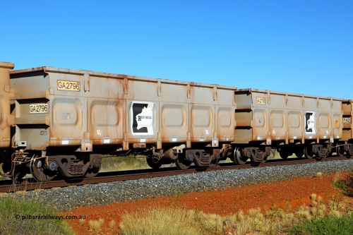 250501 0439
At the 88.448 km, just south of HPPL crossing loop on the Roy Hill line, empty Roy Hill waggon pair GA 2795 - GA 2796, built in China by CSR Yangtze as an CCK138 model ore waggon. May 1, 2025.
Keywords: GA-type;GA2795-GA2796;CSR-Yangtze;CCK138;