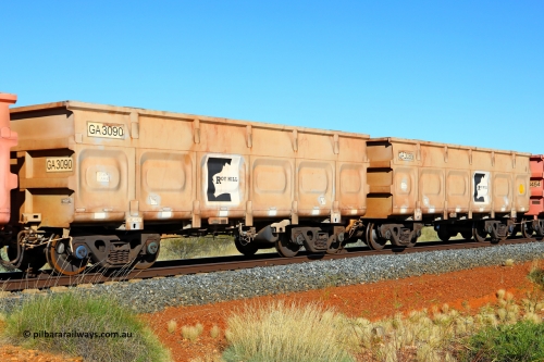 250501 0472
At the 88.448 km, just south of HPPL crossing loop on the Roy Hill line, empty Roy Hill waggon pair GA 3089 - GA 3090, built in China by CSR Yangtze as an CCK138 model ore waggon. May 1, 2025.
Keywords: GA-type;GA3089-GA3090;CSR-Yangtze;CCK138;
