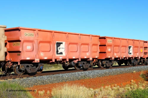 250501 0482
At the 88.448 km, just south of HPPL crossing loop on the Roy Hill line, empty Roy Hill waggon pair GA 3349 - GA 3350, built in China by CRRC Yangtze as an CCK138 model ore waggon in Breast Cancer Awareness pink livery. May 1, 2025.
Keywords: GA-type;GA3349-GA3350;CRRC-Yangtze;CCK138