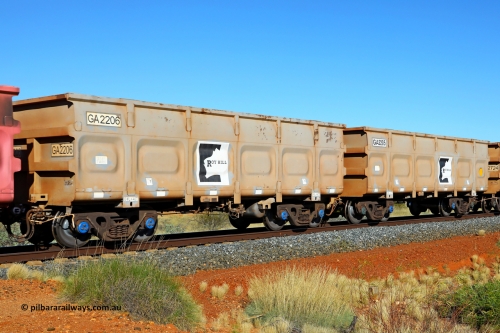 250501 0497
At the 88.448 km, just south of HPPL crossing loop on the Roy Hill line, empty Roy Hill waggon pair GA 2205 - GA 2206, built in China by CSR Yangtze as an CCK138 model ore waggon. May 1, 2025.
Keywords: GA-type;GA2205-GA2206;CSR-Yangtze;CCK138;