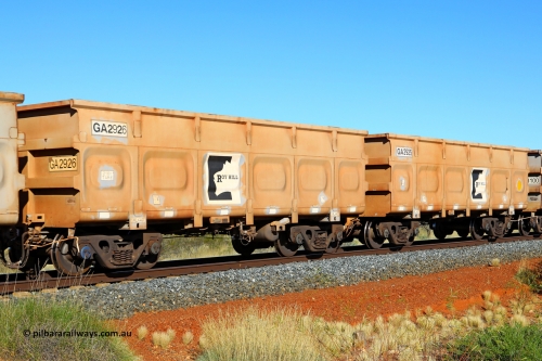 250501 0500
At the 88.448 km, just south of HPPL crossing loop on the Roy Hill line, empty Roy Hill waggon pair GA 2925 - GA 2926, built in China by CSR Yangtze as an CCK138 model ore waggon. May 1, 2025.
Keywords: GA-type;GA2925-GA2926;CSR-Yangtze;CCK138;