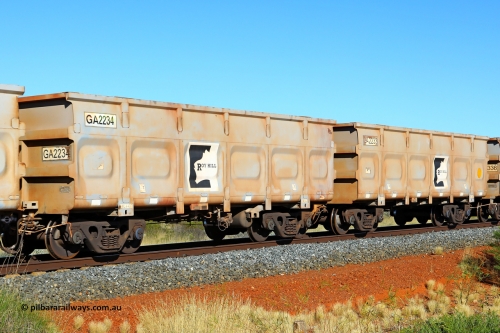 250501 0503
At the 88.448 km, just south of HPPL crossing loop on the Roy Hill line, empty Roy Hill waggon pair GA 2233 - GA 2234, built in China by CSR Yangtze as an CCK138 model ore waggon. May 1, 2025.
Keywords: GA-type;GA2233-GA2234;CSR-Yangtze;CCK138;