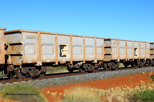 250501 0510
At the 88.448 km, just south of HPPL crossing loop on the Roy Hill line, empty Roy Hill waggon pair GA 2251 - GA 2252, built in China by CSR Yangtze as an CCK138 model ore waggon. May 1, 2025.
Keywords: GA-type;GA2251-GA2252;CSR-Yangtze;CCK138;