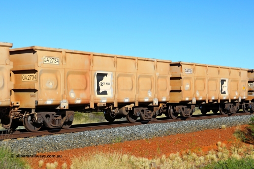 250501 0520
At the 88.448 km, just south of HPPL crossing loop on the Roy Hill line, empty Roy Hill waggon pair GA 2733 - GA 2734, built in China by CSR Yangtze as an CCK138 model ore waggon. May 1, 2025.
Keywords: GA-type;GA2733-GA2734;CSR-Yangtze;CCK138;