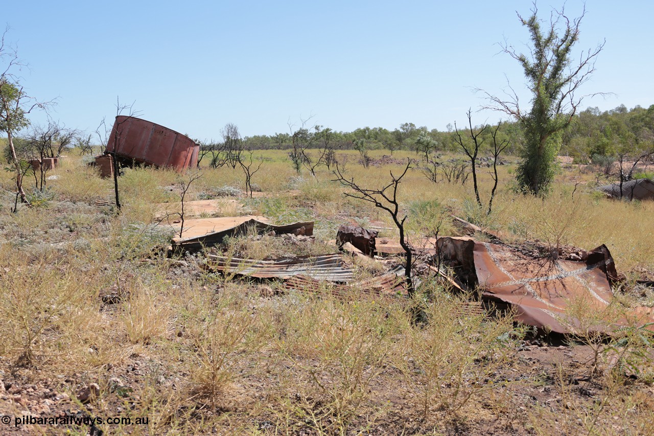 140517-4321
Eginbah Siding area, of the Marble Bar railway, former locomotive watering stop alongside the Talga River (closed in 1951), view of concrete slab remains and the tanks, looking north east. [url=https://goo.gl/maps/iDt3caoCbGD2]Location here[/url].
