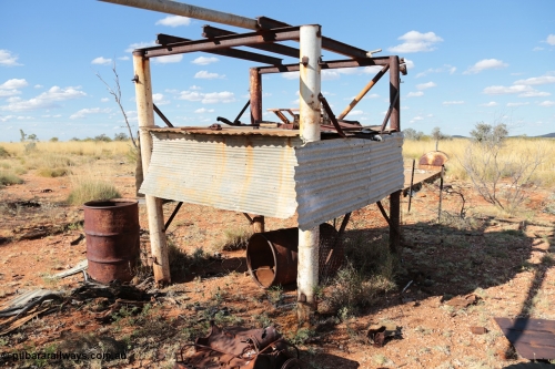 140517-4409
Marble Bar, Prospector Creek, tin mine, near Fishers Cairn the area was a Tailings Lease #10 (87H) - FISHERS CAIRN held by Moolyella Tin Pty. Ltd in the 1960s, then a machinery lease in the 1970s. Remains of a dry tin concentrate plant. [url=https://goo.gl/maps/56rBXcyAjor]Location Here[/url].
