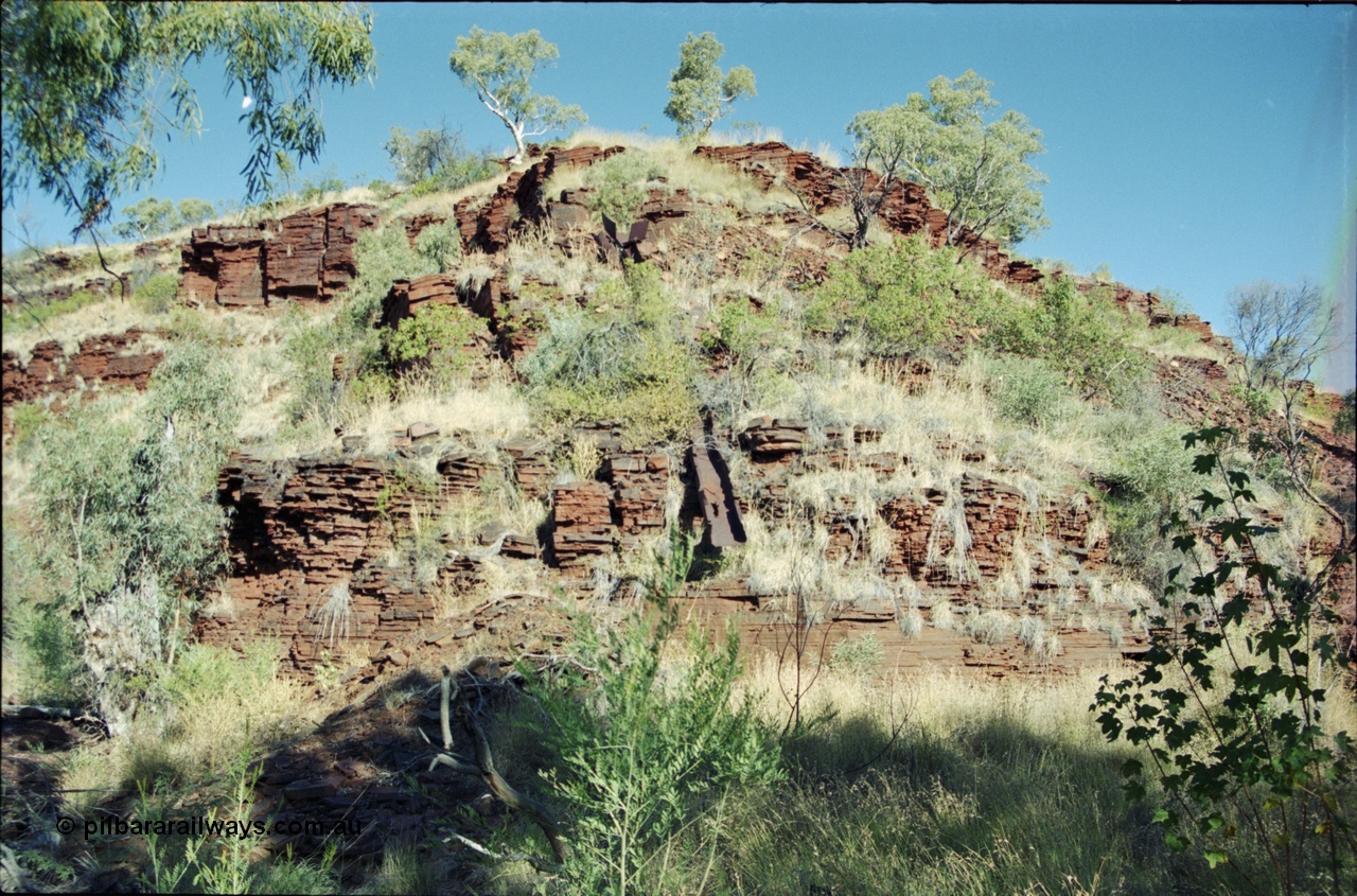 203-33
Yampire Gorge, remains of asbestos mining, chute to move ore down between levels. 
