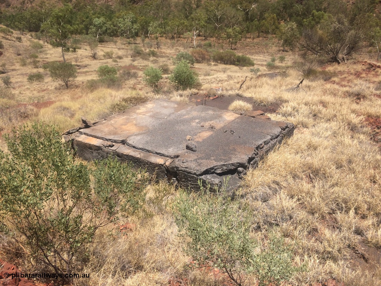 160101 2298
Wittenoom Gorge, location of former power station, shows old concrete and asbestos foundations, original location of a water tank, looking north west from approx. engine hall location, geodata: [url=https://goo.gl/maps/4DiafEh6UHR2] -22.3220500 118.3339917 [/url], iPhone 5S image.
