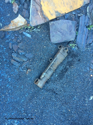 160710 iPh5S 2793
Wittenoom Gorge, Colonial Mine, old air drill / hammer on the tailing at the upper level.
