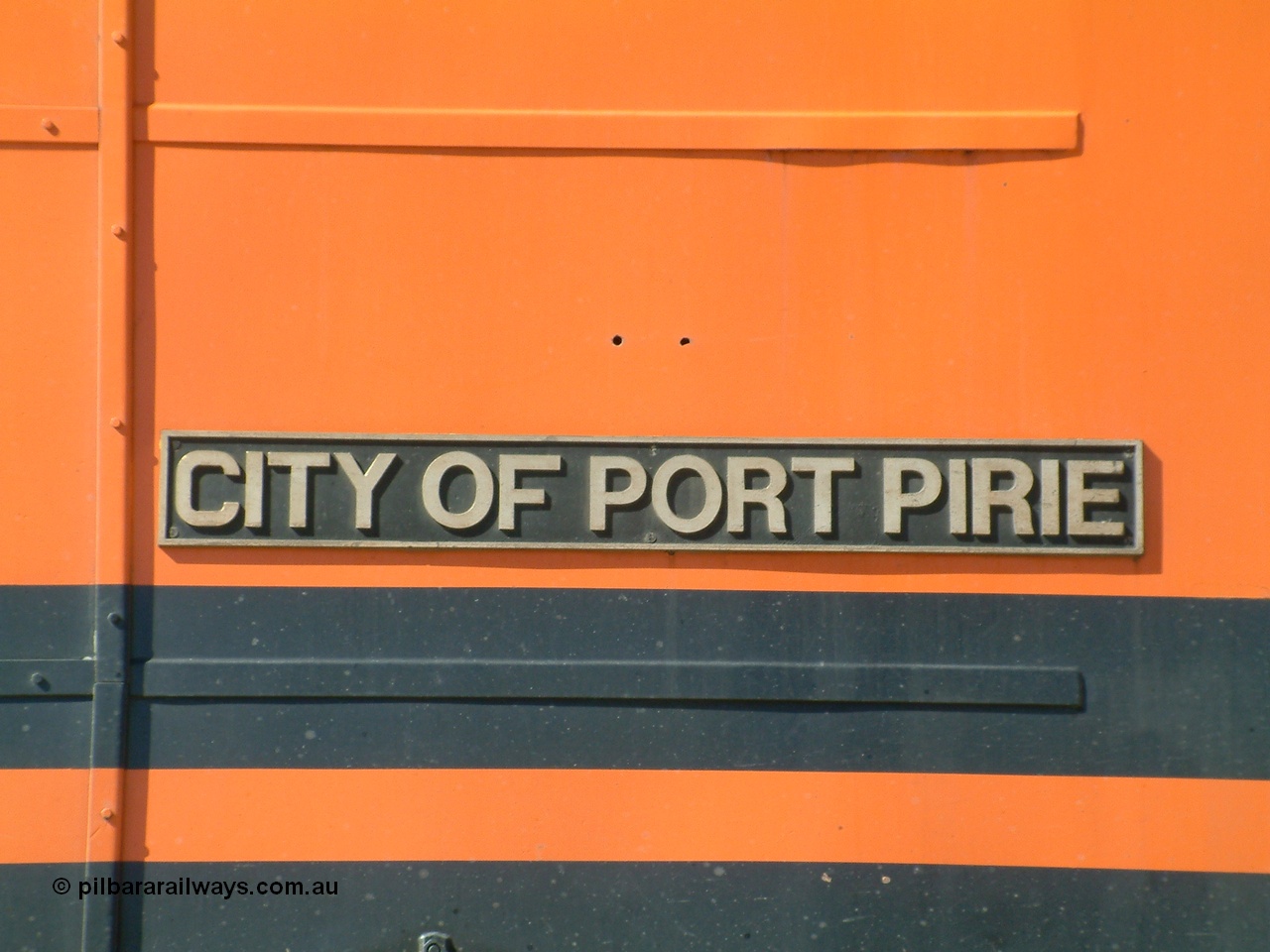 030404 141628
Port Augusta Spencer Junction yard, City of Port Pirie name plate on the side of ALF 18.
Keywords: ALF-class;ALF18;MKA;EMD;JT26C-2M;94-AN-018;rebuild;AL-class;AL21;Clyde-Engineering;EMD;JT26C;76-837;