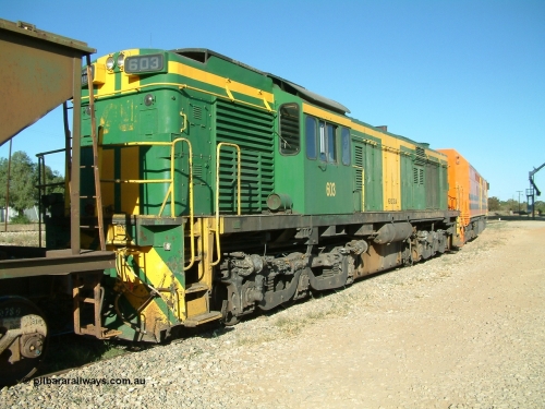 030403 162241
Crystal Brook, view from the A end of former Australian National 600 class AE Goodwin built ALCo DL541 model 603 serial G6015-2.
Keywords: 600-class;603;AE-Goodwin;ALCo;DL541;G6015-2;