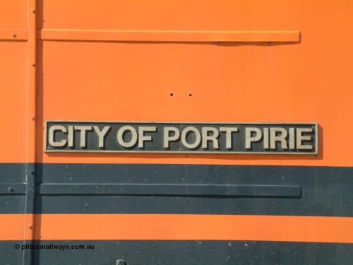 030404 141628
Port Augusta Spencer Junction yard, City of Port Pirie name plate on the side of ALF 18.
Keywords: ALF-class;ALF18;MKA;EMD;JT26C-2M;94-AN-018;rebuild;AL-class;AL21;Clyde-Engineering;EMD;JT26C;76-837;