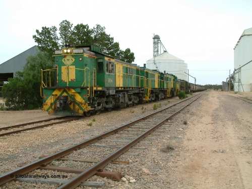 030407 120502
Poochera, the loaded train prepares to depart behind 830 class unit 851 AE Goodwin ALCo model DL531 serial 84137, 851 has spent its entire operating career on the Eyre Peninsula, it leads fellow 830 class 842 serial 84140 and a rebuilt unit DA 4, rebuilt from 830 class unit 839 by Port Augusta Workshops, retains original serial 83730 and model DL531.
Keywords: 830-class;851;AE-Goodwin;ALCo;DL531;84137;