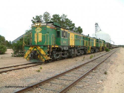 030407 120514
Poochera, the loaded train prepares to depart behind 830 class unit 851 AE Goodwin ALCo model DL531 serial 84137, 851 has spent its entire operating career on the Eyre Peninsula, it leads fellow 830 class 842 serial 84140 and a rebuilt unit DA 4, rebuilt from 830 class unit 839 by Port Augusta Workshops, retains original serial 83730 and model DL531.
Keywords: 830-class;851;AE-Goodwin;ALCo;DL531;84137;