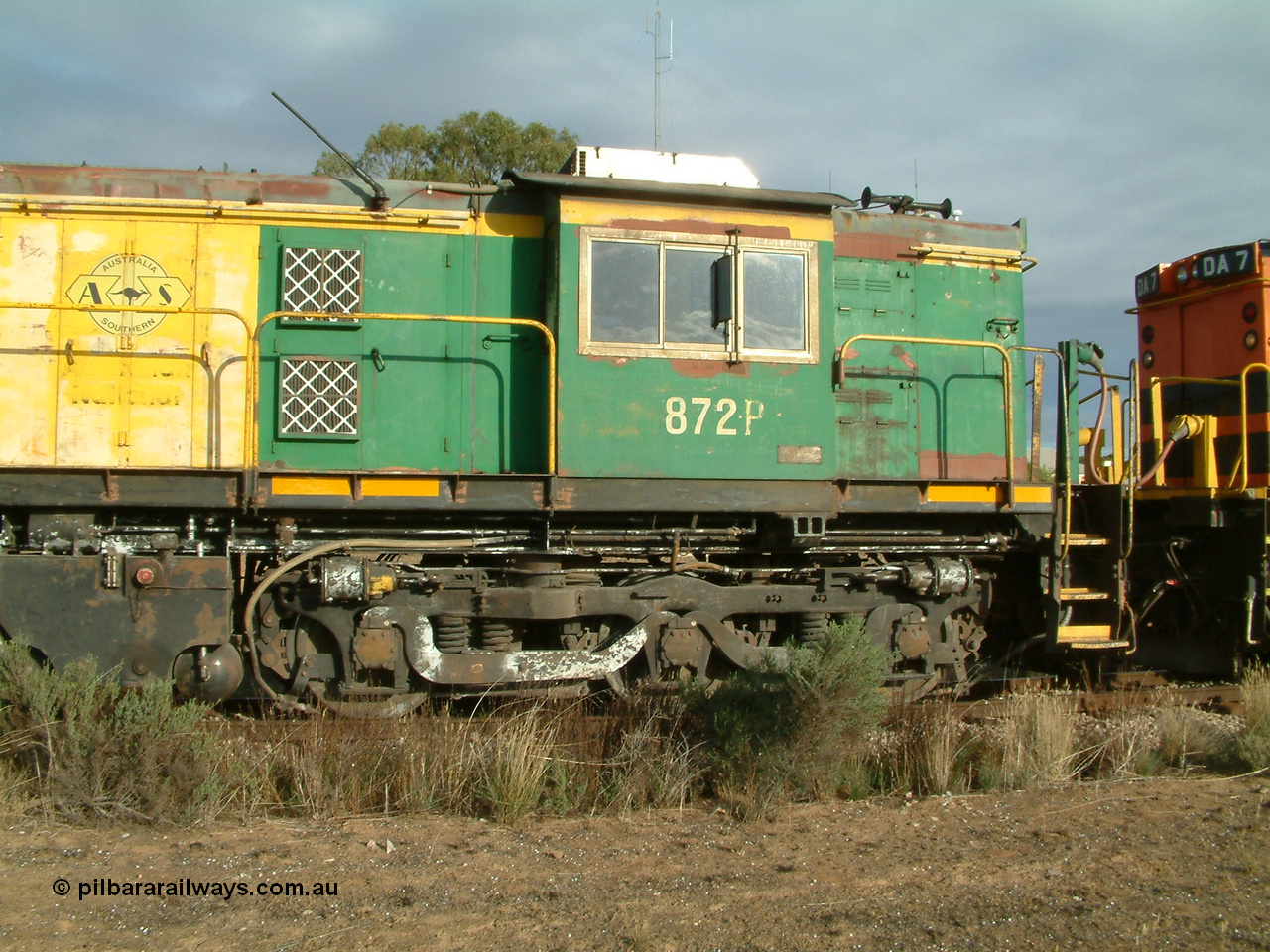 030409 081007
Warramboo, cab side shot of 830 class unit 872 AE Goodwin ALCo model DL531 serial G3422-02 was delivered new to the Eyre Peninsula in March 1966.
Keywords: 830-class;872;G3422-2;AE-Goodwin;ALCo;DL531;