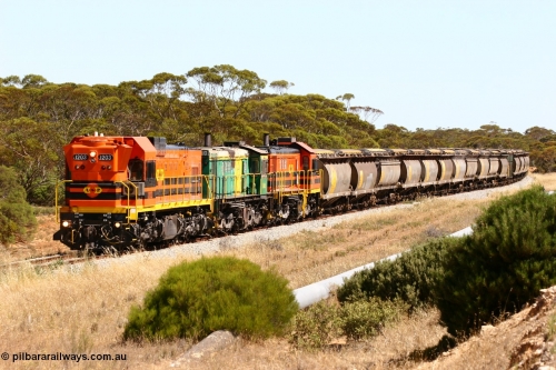 060111 2311
Kopi, an empty Clyde Engineering built EMD G12C model loco 1203 serial 65-427 leads two ALCo 830 class units 850 and 905. Their next shunt will be Warramboo. 11th January 2006.
Keywords: 1200-class;1203;Clyde-Engineering-Granville-NSW;EMD;G12C;65-427;A-class;A1513;