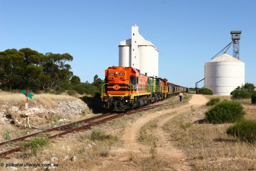 060111 2344
Kyancutta, ARG 1200 class unit 1203, a Clyde Engineering EMD model G12C serial 65-427, one of fourteen originally built between 1960-65 for WAGR as their A class A 1513, fitted with dynamic brakes and financed by Western Mining Corporation, started working on the Eyre Peninsula in November 2004.
Keywords: 1200-class;1203;Clyde-Engineering-Granville-NSW;EMD;G12C;65-427;A-class;A1513;