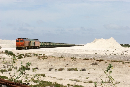 060113 2519
Kevin, empty train 6DD3 is on the west leg of the triangle as it prepares to pull forward and head south towards original gypsum loading siding to continue the reversing process. January 13, 2006.
Keywords: 1600-class;1604;Clyde-Engineering-Granville-NSW;EMD;JL22C;71-731;NJ-class;NJ4;