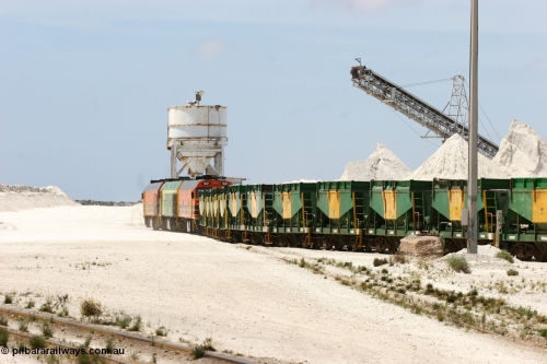 060113 2532
Kevin, empty train 6DD3 is heading onto the south leg with some of the gypsum plant behind the train and a set of original loading bins gypsum loading siding to continue the reversing process. January 13, 2006.

