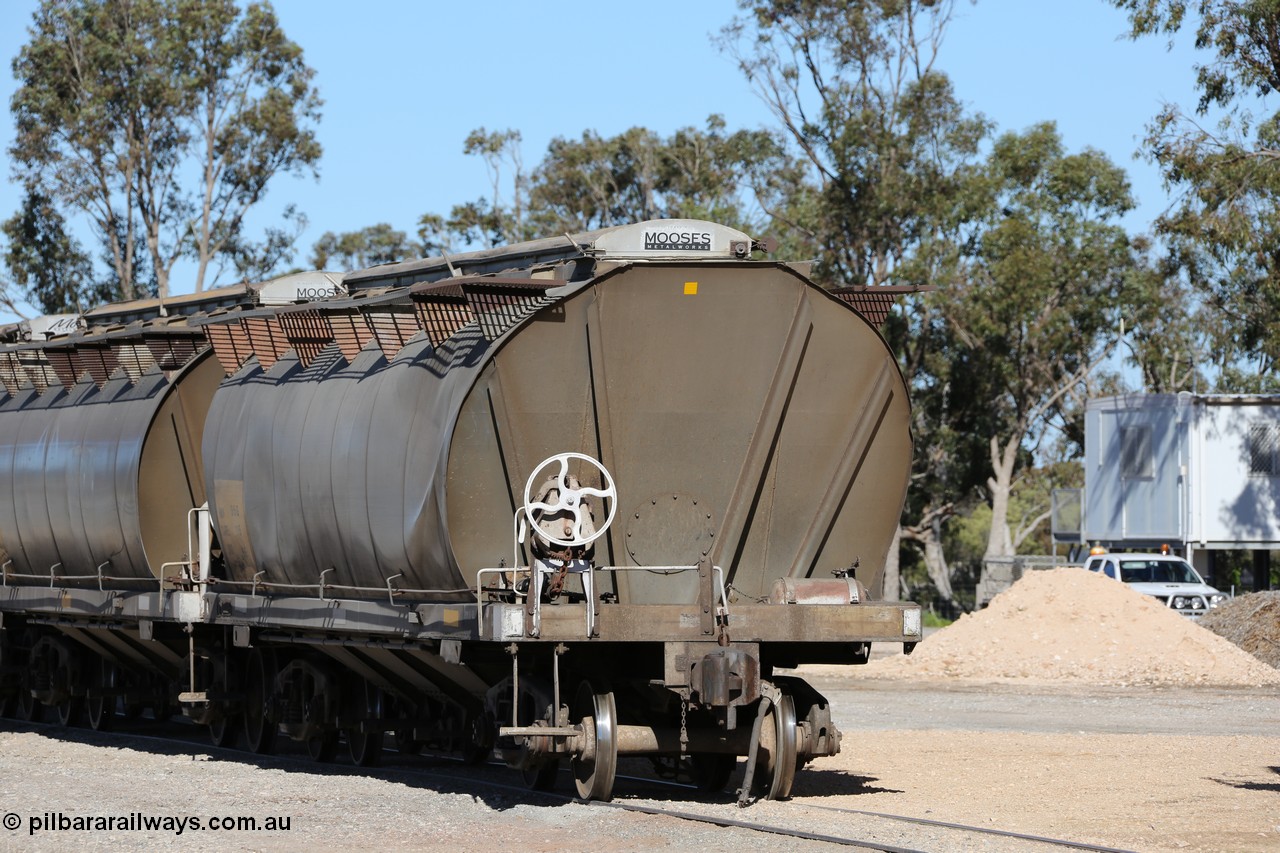 130703 0194
Tooligie, HAN type bogie grain hopper waggon HAN 35, one of sixty eight units built by South Australian Railways Islington Workshops between 1969 and 1973 as the HAN type for the Eyre Peninsula system. 3rd July 2013.
Keywords: HAN-type;HAN35;1969-73/68-35;SAR-Islington-WS;