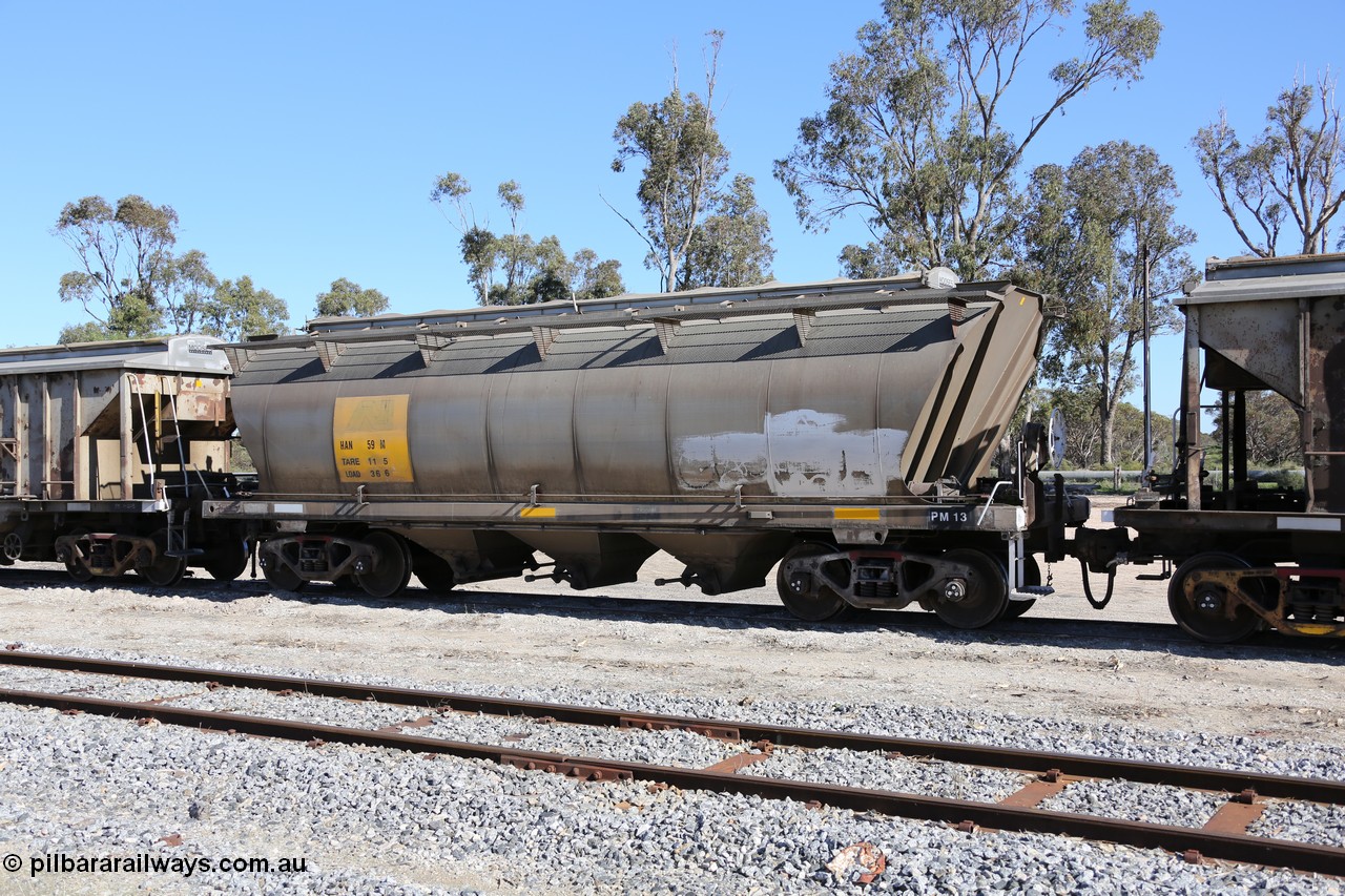 130703 0198
Tooligie, HAN type bogie grain hopper waggon HAN 59, one of sixty eight units built by South Australian Railways Islington Workshops between 1969 and 1973 as the HAN type for the Eyre Peninsula system.
Keywords: HAN-type;HAN59;1969-73/68-59;SAR-Islington-WS;