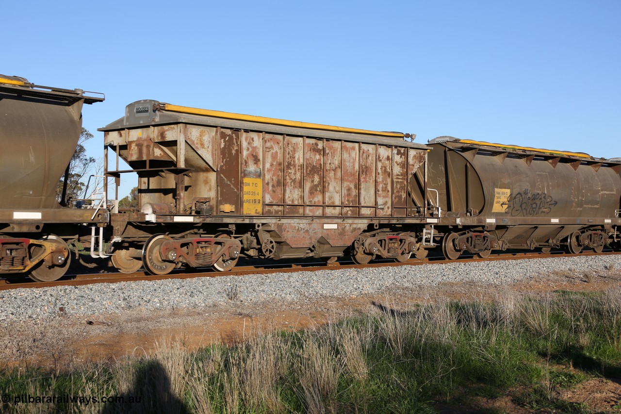 130703 0286
Kaldow, HBN type dual use ballast / grain hopper waggons, HBN 7. One of seventeen built by South Australian Railways Islington Workshops in 1968 with a 25 ton capacity, increased to 34 tons in 1974. HBN 1-11 fitted with removable tops and roll-top hatches in 1999-2000.
Keywords: HBN-type;HBN7;1968/17-7;SAR-Islington-WS;