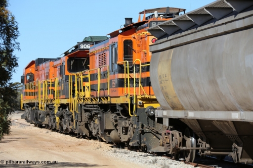 130703 0149
Murdinga, rear view of the three locomotives, 859 'City of Port Lincoln', 906 and 1203 on the lead. [url=https://goo.gl/maps/uDetNu8Kqon3CEMR6]Geo location[/url]. 3rd July 2013.
Keywords: 830-class;859;AE-Goodwin;ALCo;DL531;84705;