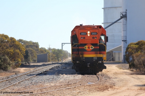 130703 0162
Murdinga, ARG 1200 class unit 1203, a Clyde Engineering EMD model G12C serial 65-427, one of two originally built in 1965 for Western Mining Corporation and operated by the WAGR as their A class A 1513, fitted with dynamic brakes, started working on the Eyre Peninsula in November 2004.
Keywords: 1200-class;1203;Clyde-Engineering-Granville-NSW;EMD;G12C;65-427;A-class;A1513;
