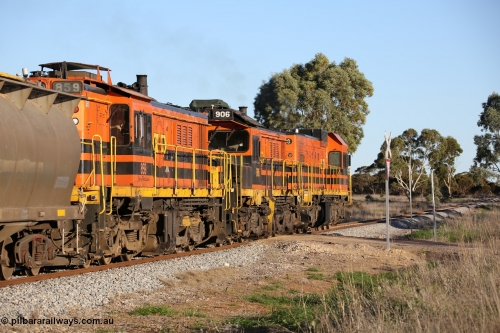 130703 0263
Kaldow, third unit on a Port Lincoln bound grain train Genesee & Wyoming locomotive AE Goodwin ALCo model DL531 unit 859 'City of Port Lincoln' serial 84705, built in 1963, 859 started life at Peterborough, spent some years in Tasmania and even spent time in Perth on standard gauge before being transferred to the Eyre Peninsula system in 2003. 3rd July 2013.
Keywords: 830-class;859;AE-Goodwin;ALCo;DL531;84705;
